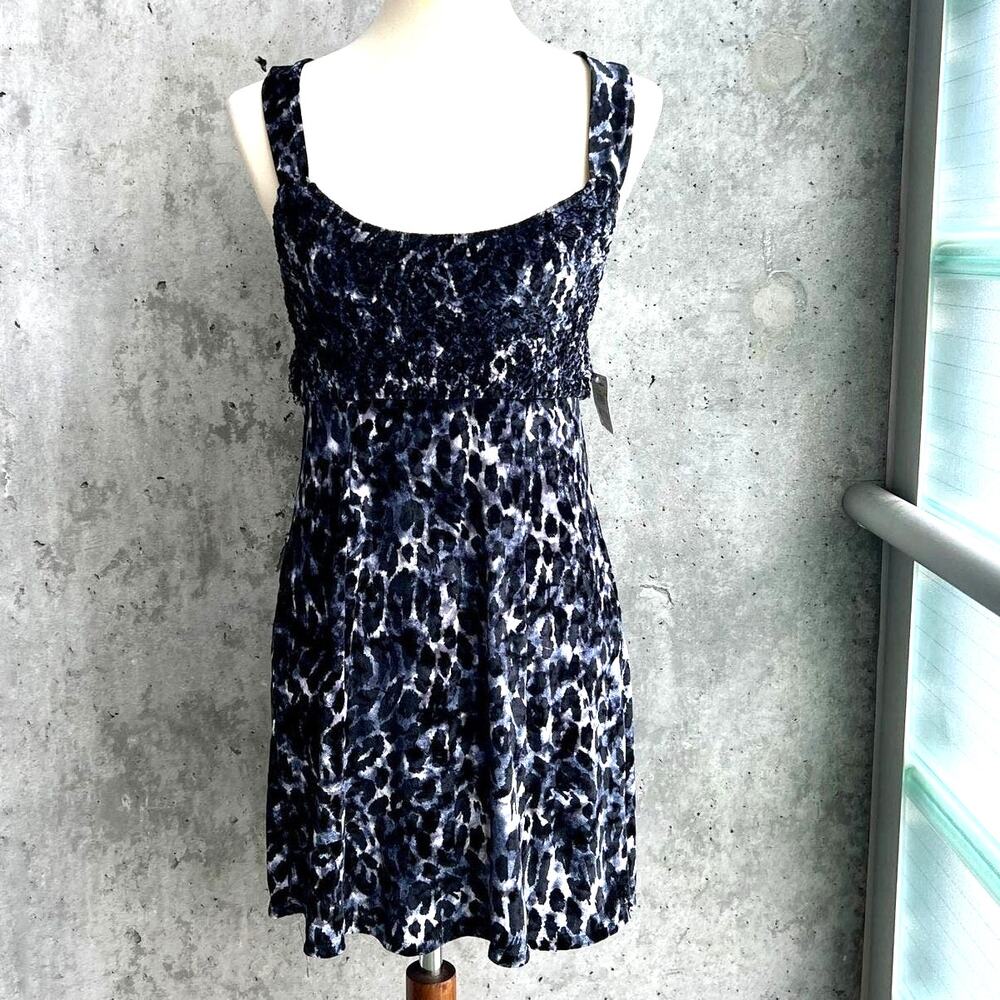 Free People Velvet Mini Dress Nightie M Gray Leopard Romantic Dark Fairycore
